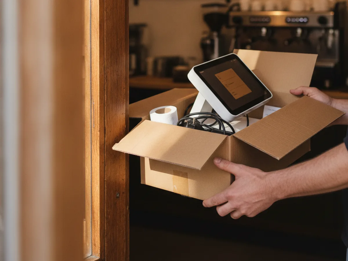 Anlieferung eines neuen Kassensystems ins Geschäft